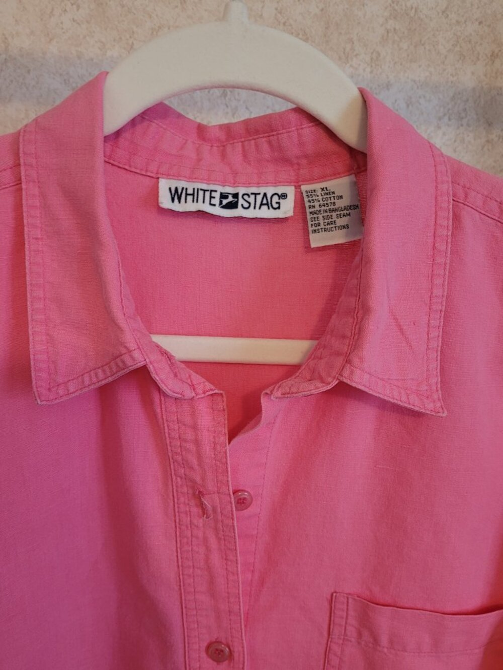 Pink Linen Button Shirt White Stag Womens Size XL